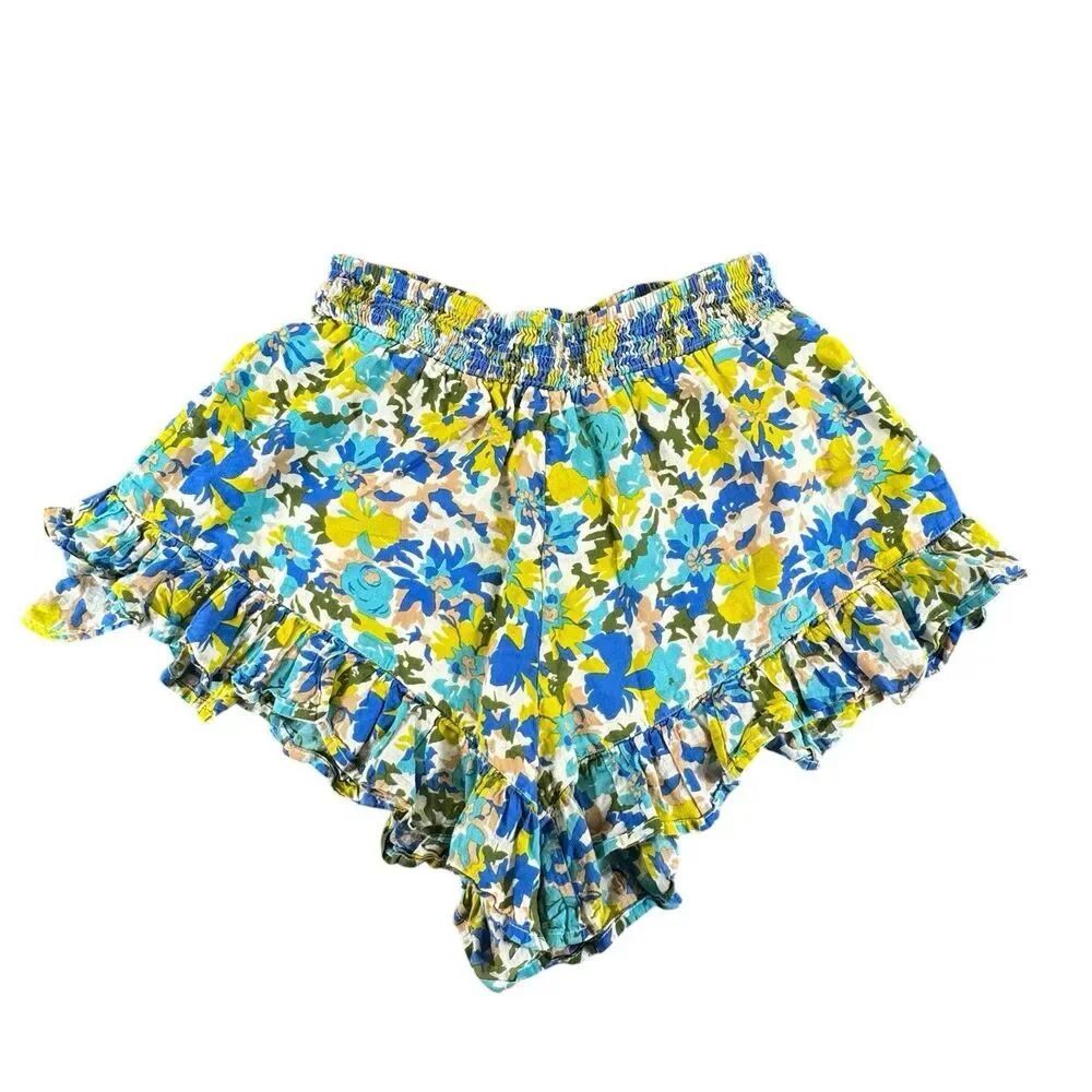 OLIVIA JAMES THE LABEL XS Chandler Shorts Hidden Paradise Ruffled Hem Pockets